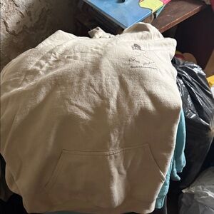 Cream Hoodie with Embroidered Logo